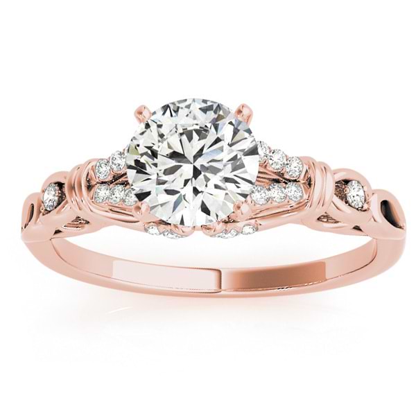 Diamond Antique Style Engagement Ring Setting 14k Rose Gold (0.14ct)
