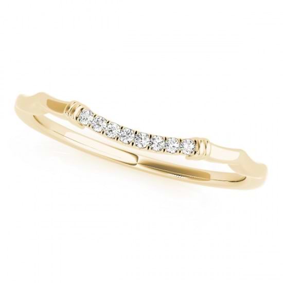 Diamond Pave Contoured Wedding Band Ring 14k Yellow Gold (0.04ct)