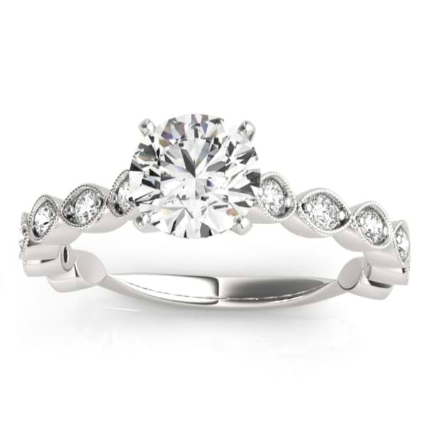 Vintage Style Diamond Engagement Ring Setting 14k White Gold (0.40ct)