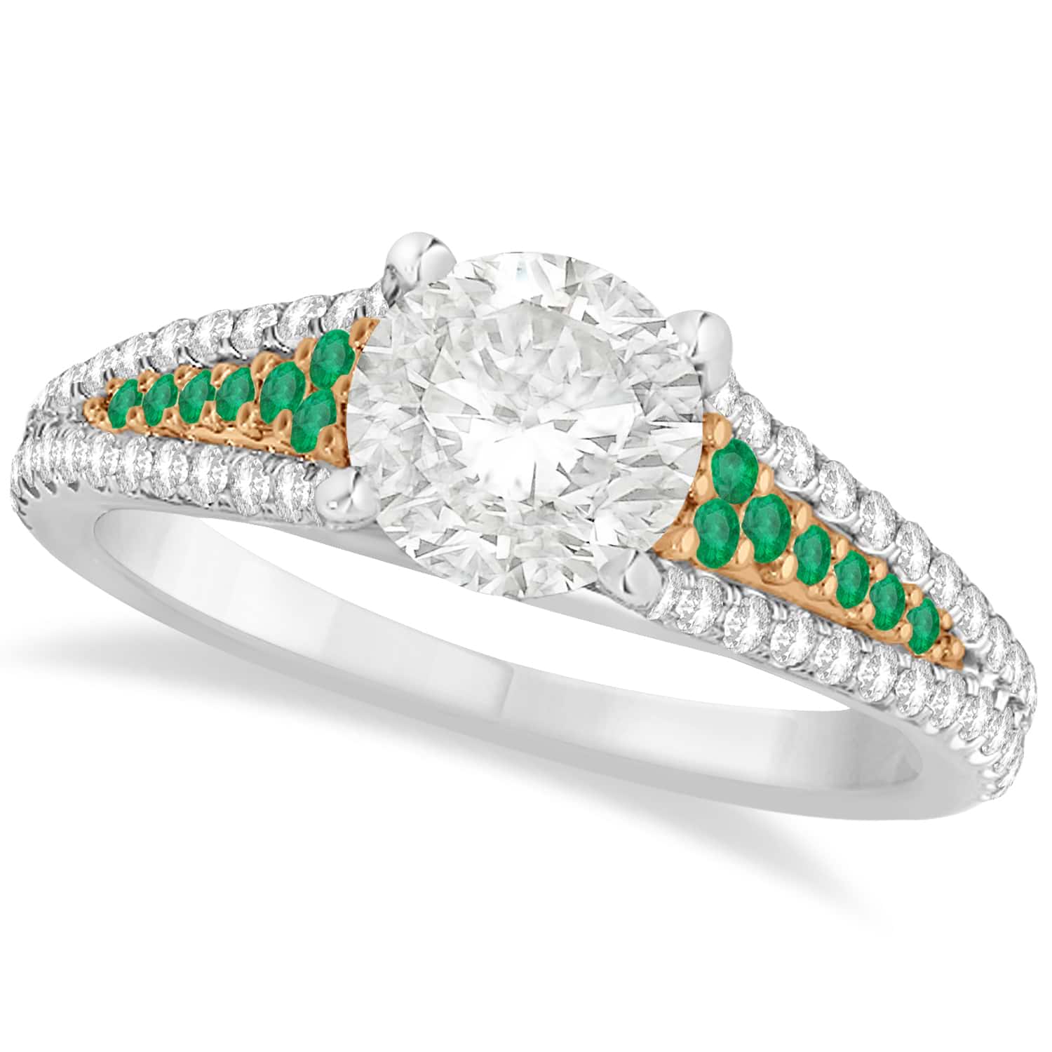 Emerald & Diamond Engagement Ring 14k Two Tone Rose Gold (1.33ct)
