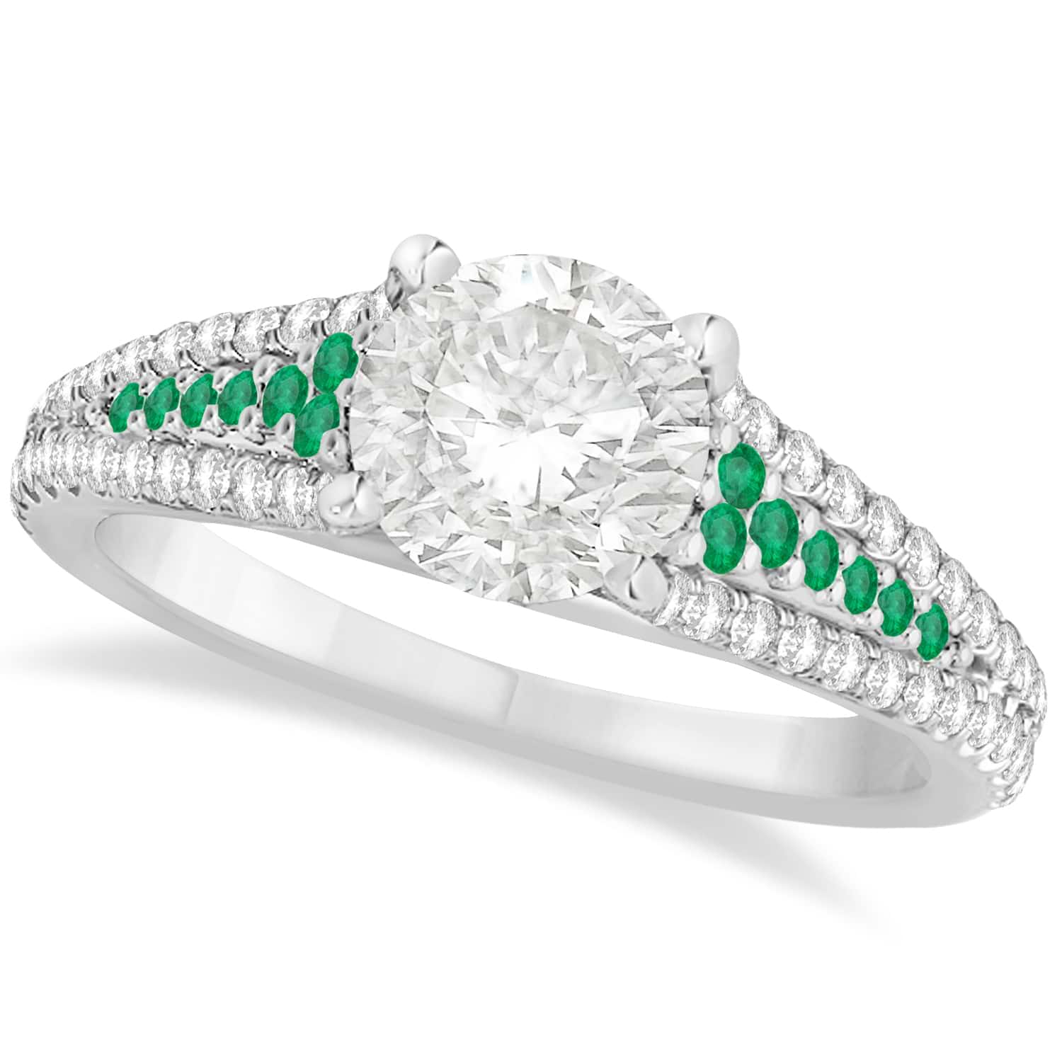 Emerald & Diamond Engagement Ring 14k White Gold (1.33ct)