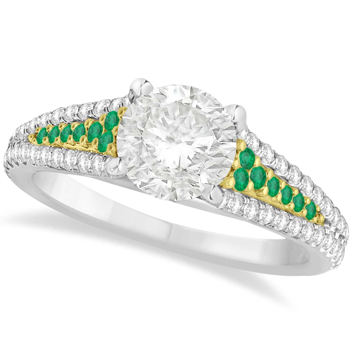 Emerald & Diamond Engagement Ring 18k Two Tone Yellow Gold (1.33ct)