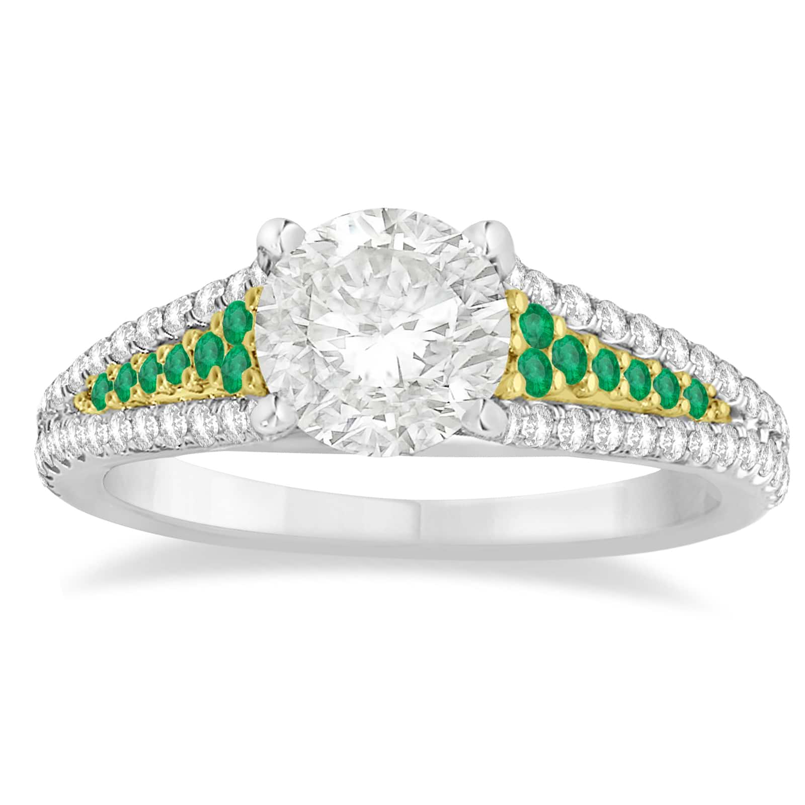 Emerald & Diamond Engagement Ring 18k Two Tone Gold (0.33ct)