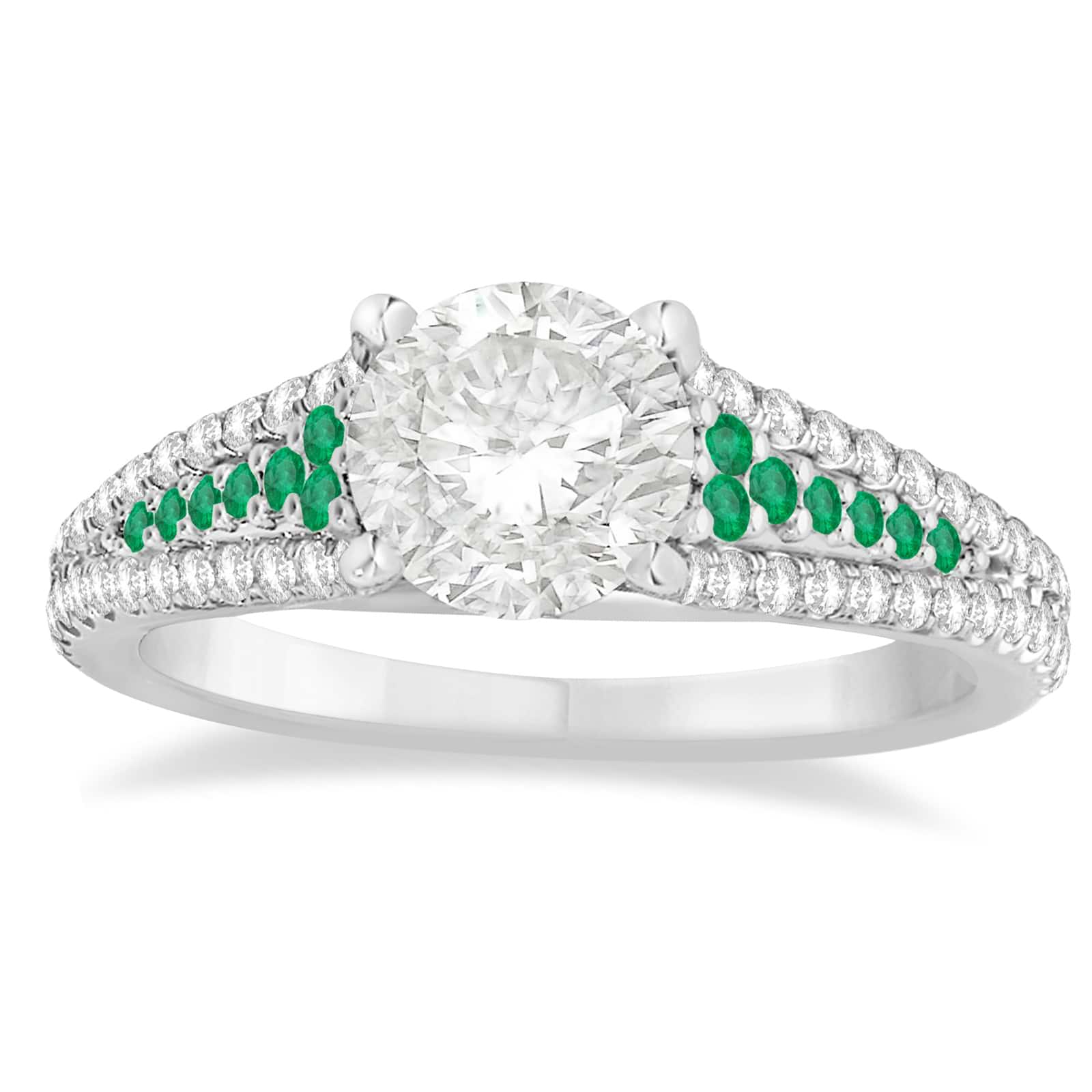 Emerald & Diamond Three Row Engagement Ring Palladium (0.33ct)