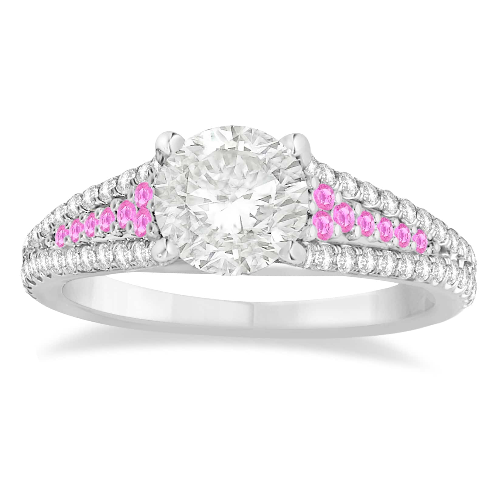 Pink Sapphire & Diamond Engagement Ring 14k White Gold (0.33ct)