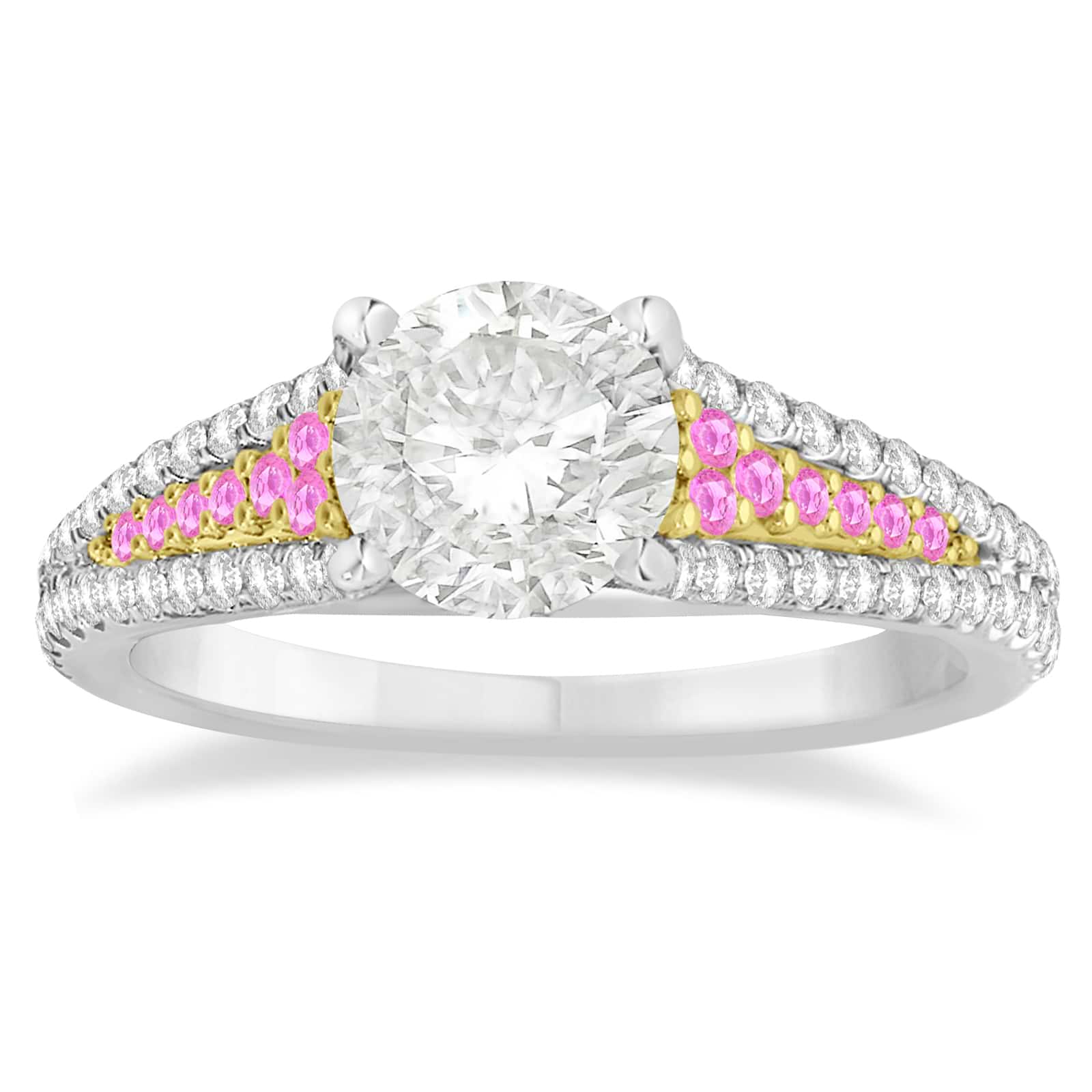 Pink Sapphire & Diamond Engagement Ring 14k Two Tone Gold (0.33ct)