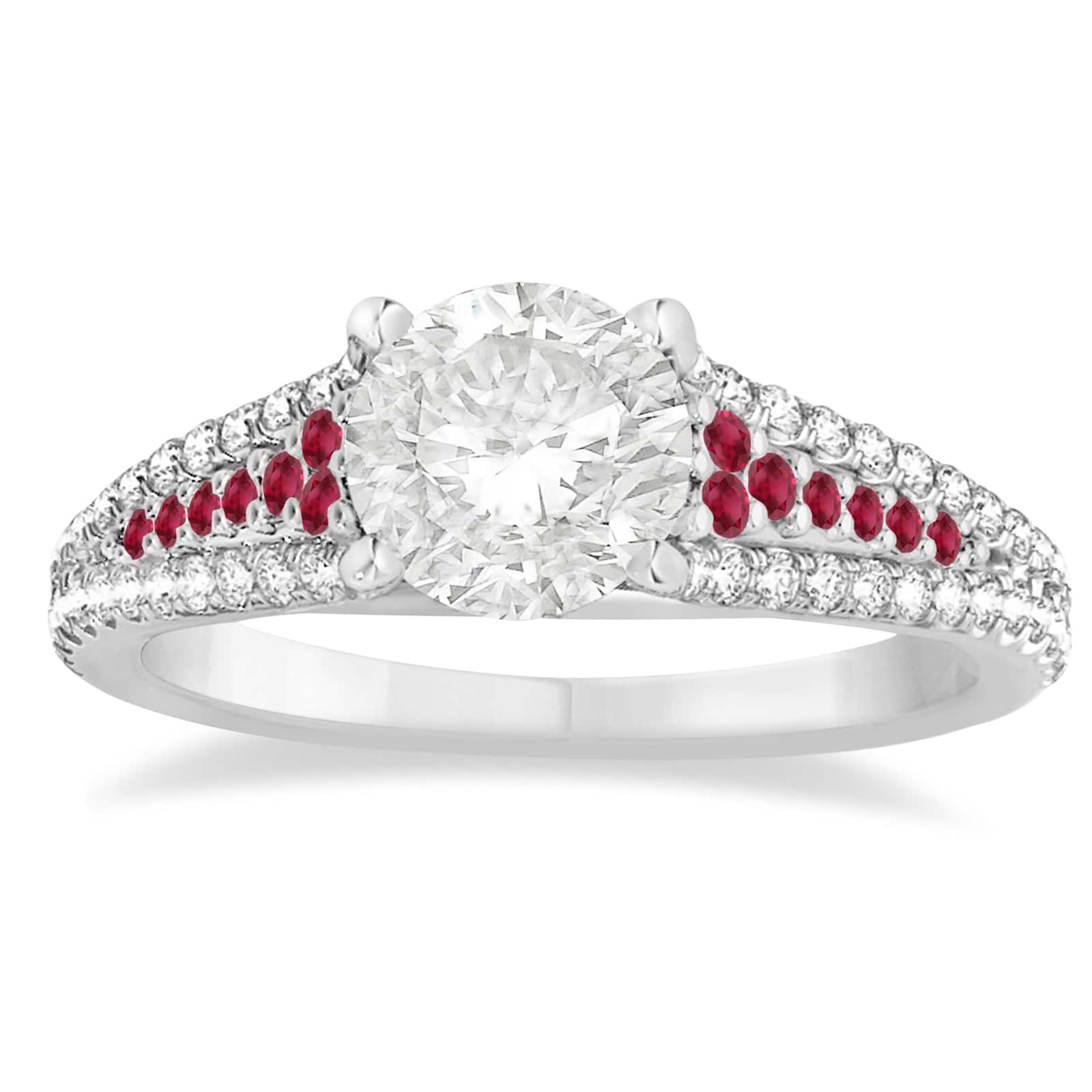 Ruby & Diamond Engagement Ring 14k White Gold (0.33ct)