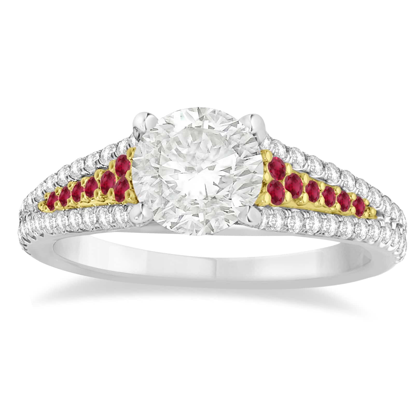 Ruby & Diamond Engagement Ring 14k Two Tone Gold (0.33ct)