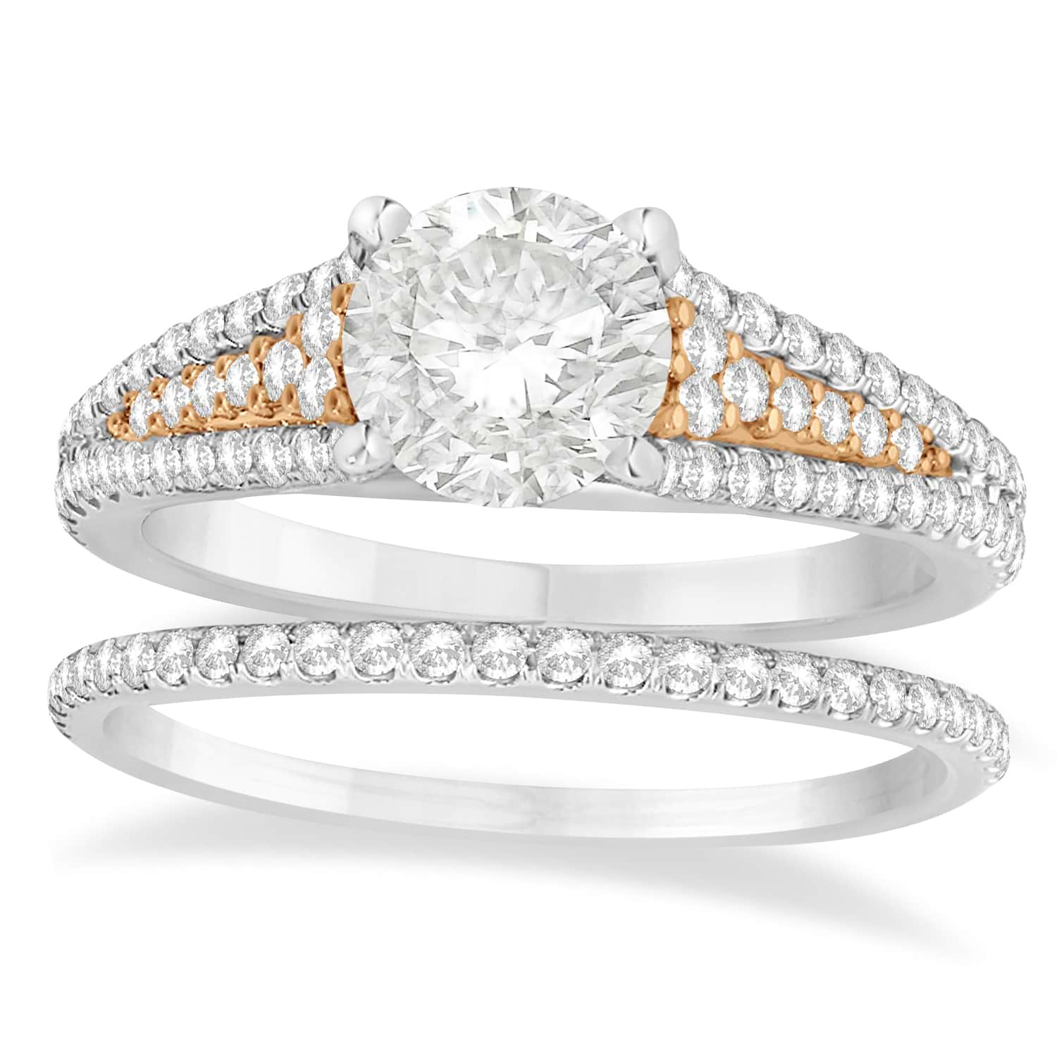 Diamond Accented Three Row Bridal Set 18k Rose Gold (0.47ct)