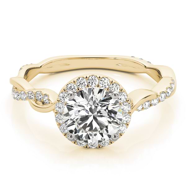 Diamond Twisted Halo Engagement Ring 14k Yellow Gold (1.32ct)