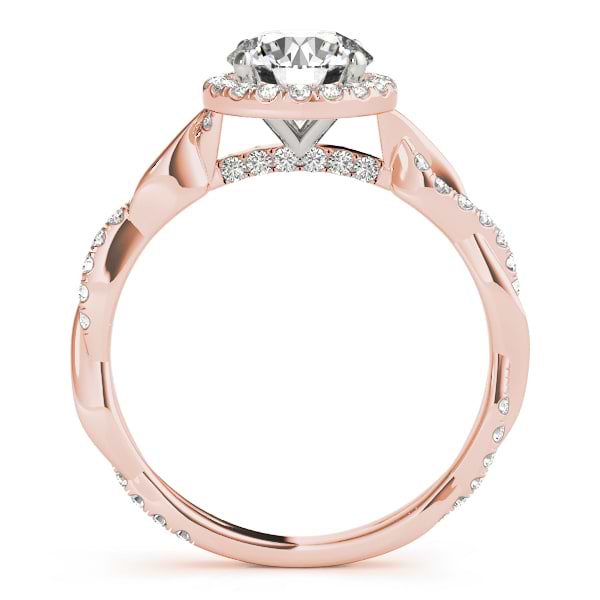 Diamond Twisted Halo Engagement Ring 18k Rose Gold (1.32ct)