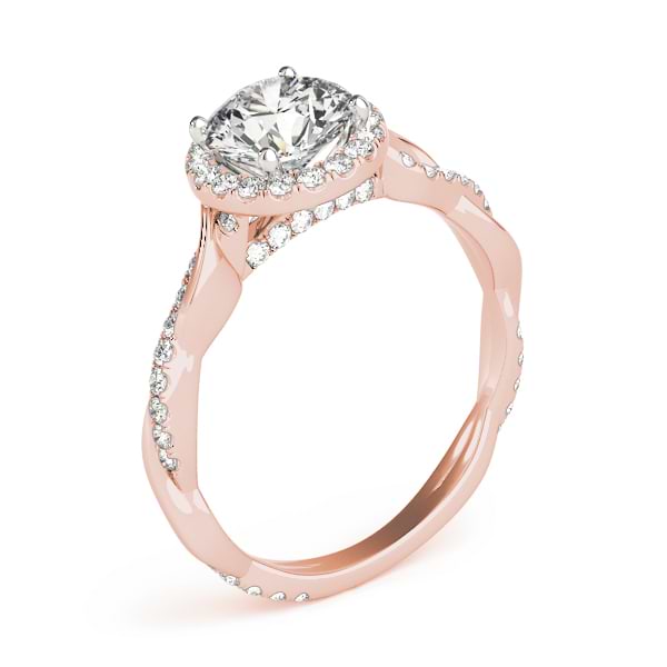 Diamond Twisted Halo Engagement Ring 18k Rose Gold (1.32ct)