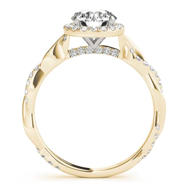 Diamond Twisted Halo Engagement Ring 18k Yellow Gold (1.32ct)