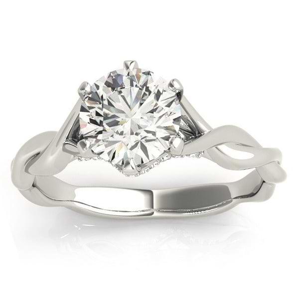 Diamond 6-Prong Twisted Engagement Ring Setting 14k White Gold (.11ct)
