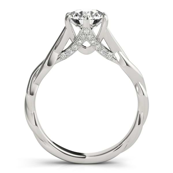 Diamond 6-Prong Twisted Engagement Ring Setting 18k White Gold (.11ct)