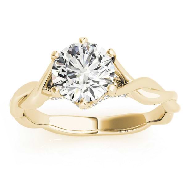 Diamond 6-Prong Twisted Engagement Ring Setting 18k Yellow Gold (.11ct)