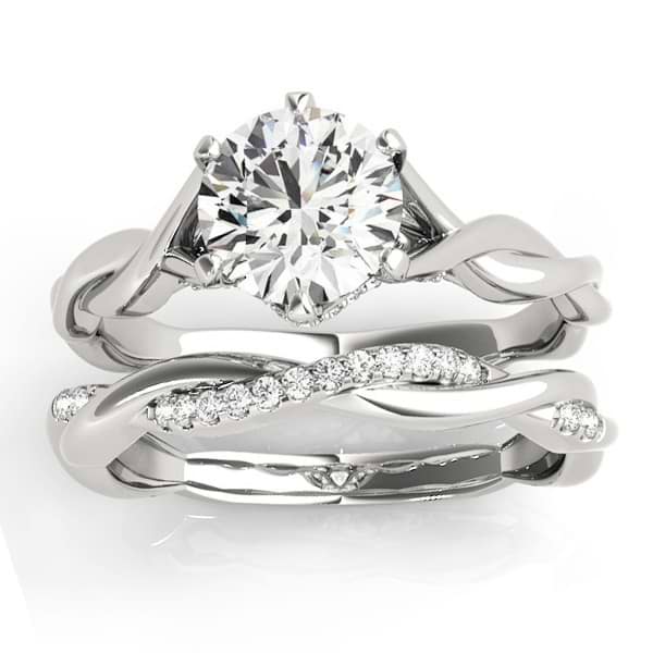 Diamond 6-Prong Twisted Bridal Set Setting 14k White Gold (0.19ct)