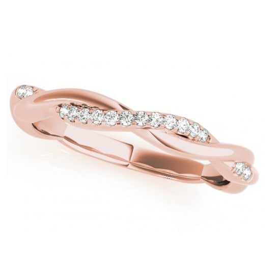 Diamond Twisted Pave Wedding Band Ring 14k Rose Gold (0.08ct)