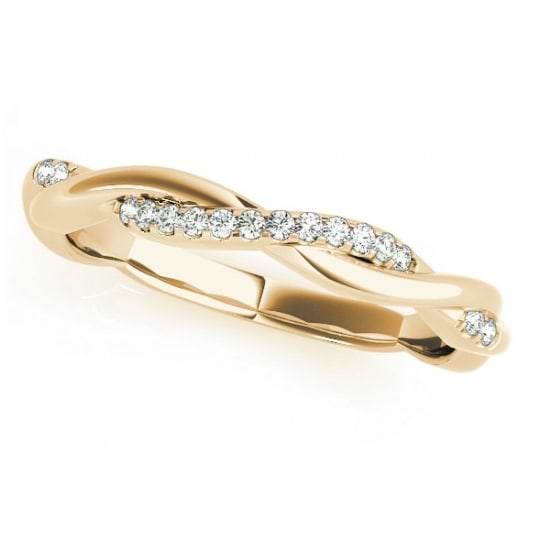 Diamond Twisted Pave Wedding Band Ring 14k Yellow Gold (0.08ct)