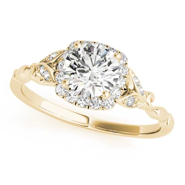 Diamond Antique Style Engagement Ring 14k Yellow Gold (0.89ct)
