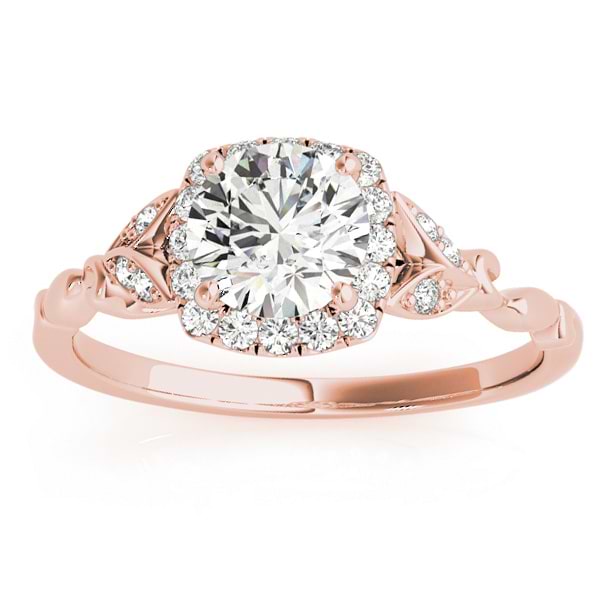 Butterfly Halo Diamond Engagement Ring 14k Rose Gold (0.14ct) - NG4139