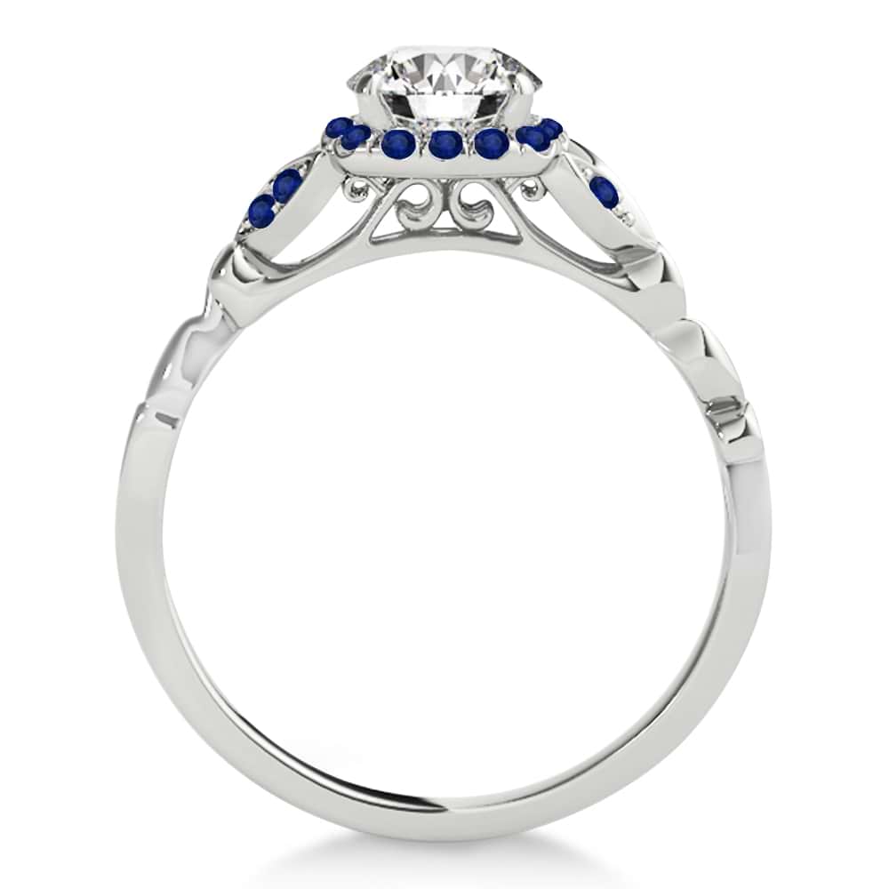 Blue Sapphire Butterfly Halo Engagement Ring Palladium (0.14ct)