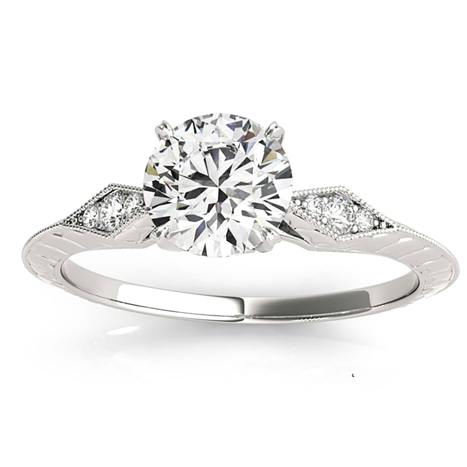 Diamond Accented Single Row Engagement Ring Setting Palladium (0.26ct)