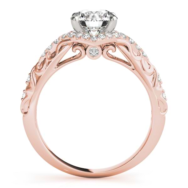 Diamond Antique Style Swirl Engagement Ring 14k Rose Gold (1.17ct)