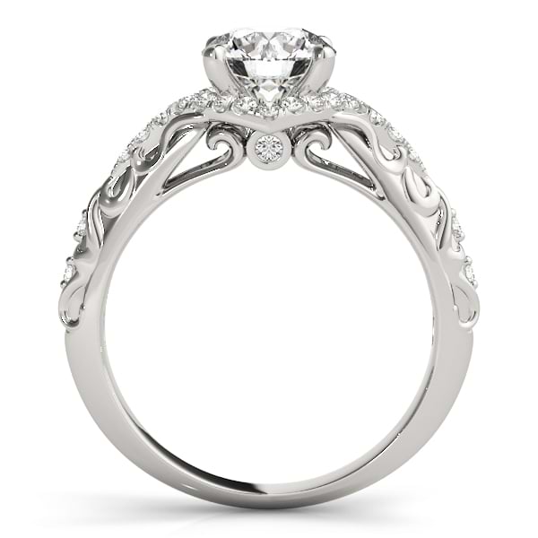 Diamond Antique Style Swirl Engagement Ring 18k White Gold (1.17ct)