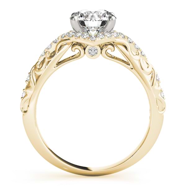 Diamond Antique Style Swirl Engagement Ring 18k Yellow Gold (1.17ct)