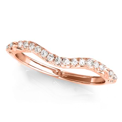 Diamond Contoured Wedding Band Ring 14k Rose Gold (0.08ct)