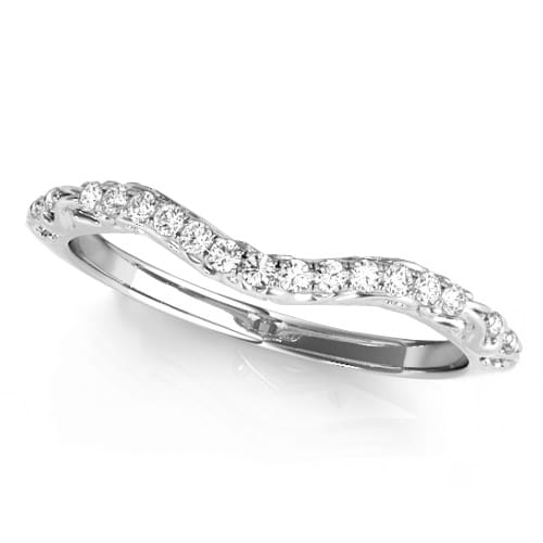 Diamond Contoured Wedding Band Ring 14k White Gold (0.08ct)