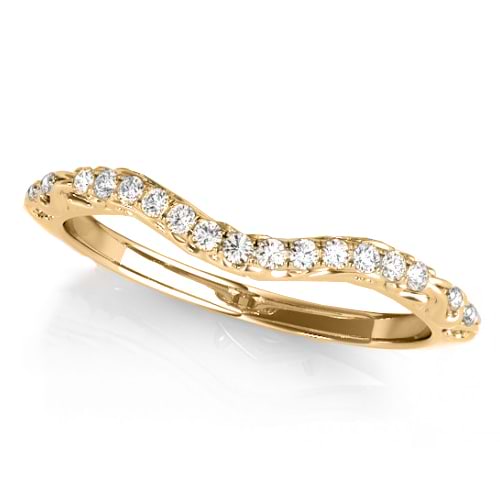 Diamond Contoured Wedding Band Ring 14k Yellow Gold (0.08ct)