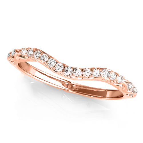Diamond Contoured Wedding Band Ring 18k Rose Gold (0.08ct)