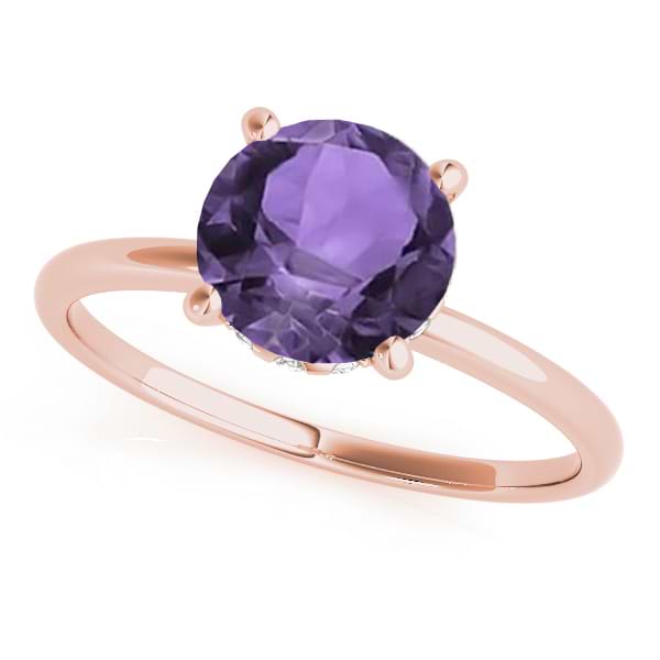 Amethyst & Diamond Solitaire Engagement Ring 18k Rose Gold (1.07ct)