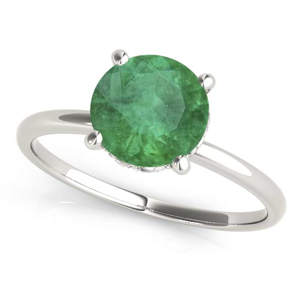 Emerald & Diamond Solitaire Engagement Ring Platinum (1.07ct)