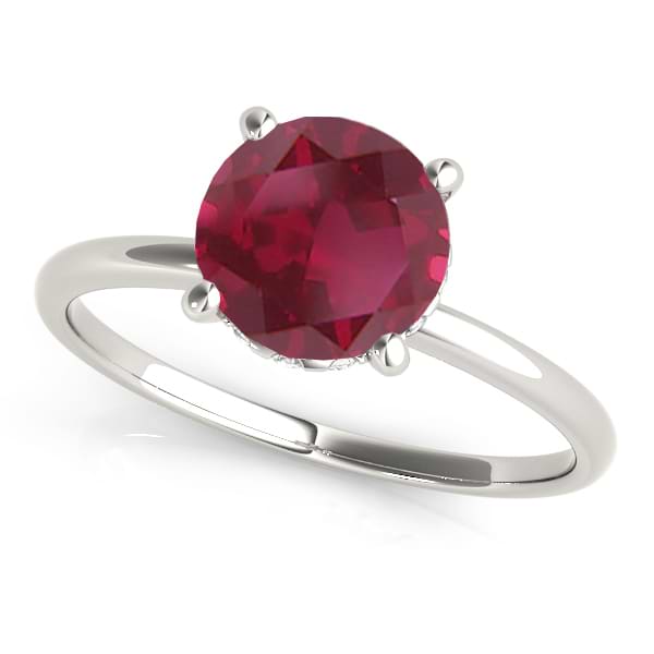 Ruby & Diamond Solitaire Engagement Ring 18k White Gold (1.07ct)
