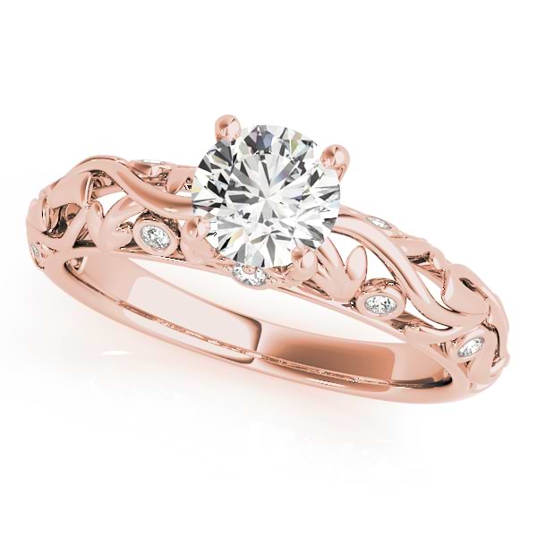 Diamond Antique Style Engagement Ring 18k Rose Gold (0.68ct)