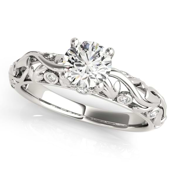 Diamond Antique Style Engagement Ring Palladium (0.68ct)