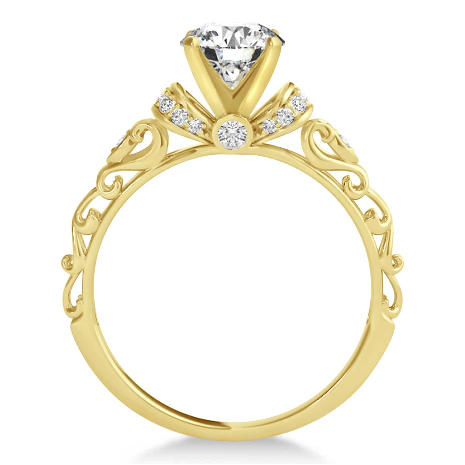 Diamond Antique Style Engagement Ring Setting 14k Yellow Gold (0.12ct)