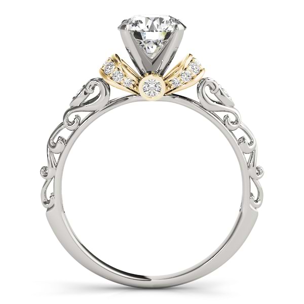 Diamond Antique Style Engagement Ring Setting 18k Two-Tone Gold (0.12ct)
