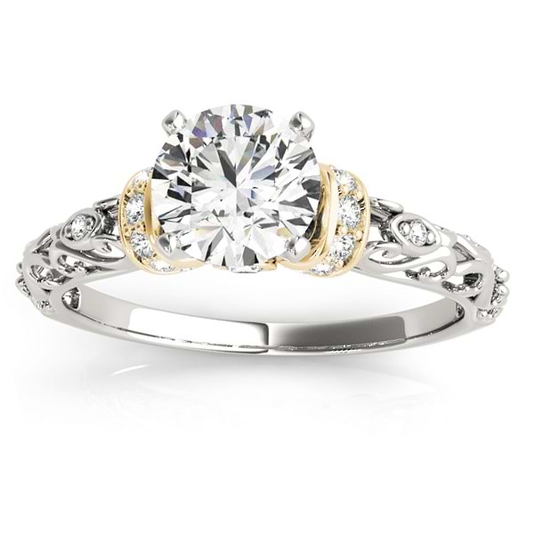 Lab Grown Diamond Antique Style Engagement Ring Setting 18k Two-Tone Gold (0.12ct)