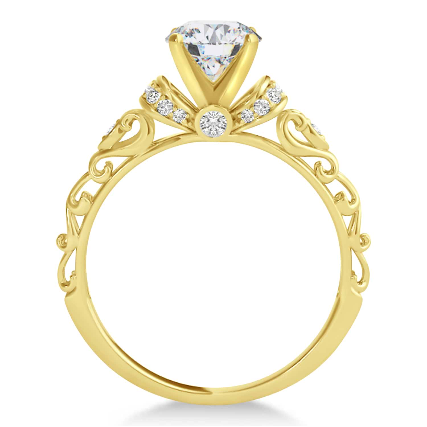 Moissanite & Diamond Antique Engagement Ring 18k Yellow Gold (0.87ct)