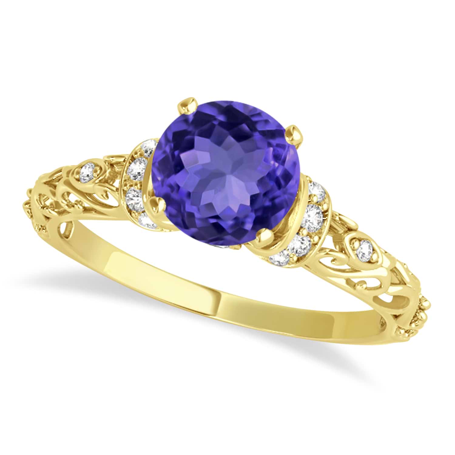 Tanzanite & Diamond Antique Engagement Ring 14k Yellow Gold (1.62ct)