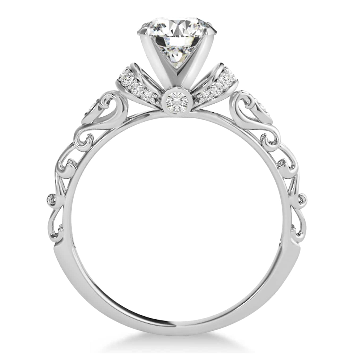 Diamond Antique Style Bridal Set 14k White Gold (0.87ct)