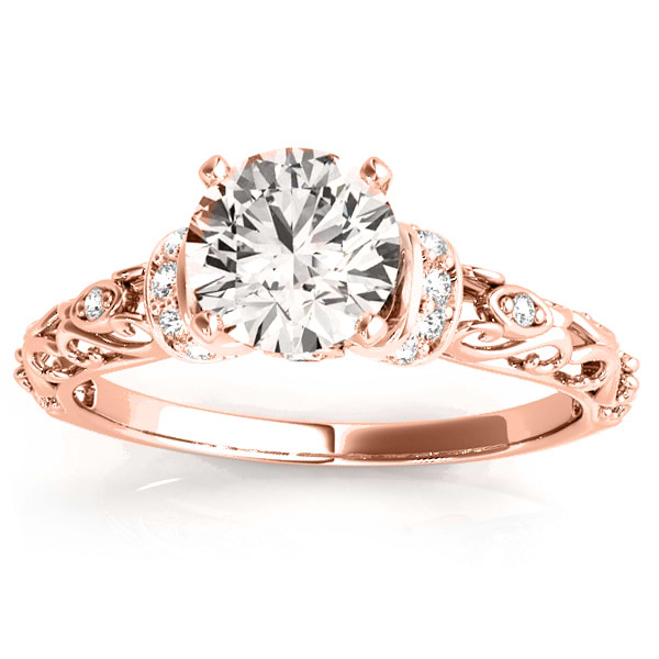 Diamond Antique Style Bridal Set Setting 14k Rose Gold (0.12ct)