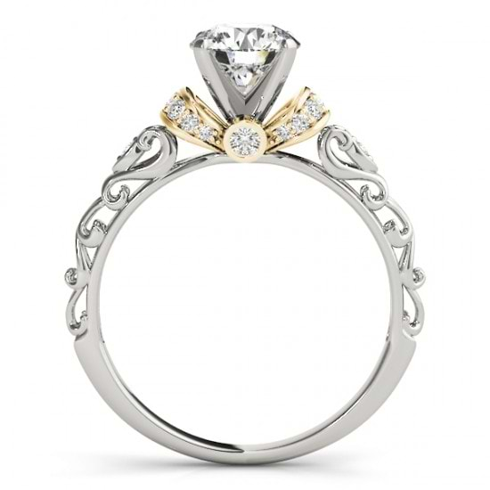 Diamond Antique Style Bridal Set Setting 18k Two-Tone Gold (0.12ct)