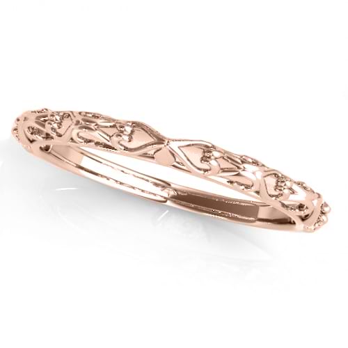 Antique Style Open Scrollwork Wedding Band 18k Rose Gold