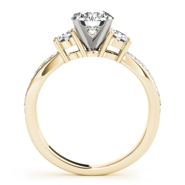 Diamond Three Stone Split Shank Engagement Ring 14k Yellow Gold 0.68ct