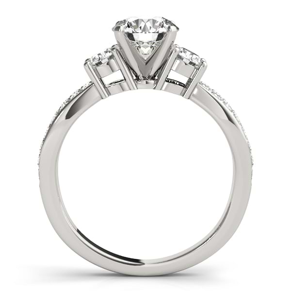Diamond Three Stone Split Shank Engagement Ring 18k White Gold 0.68ct